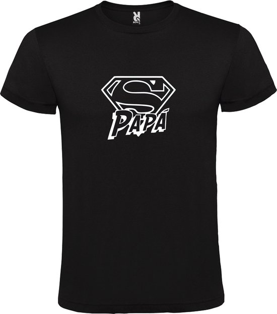 Zwart t-shirt met 'Super Papa' print Wit size L