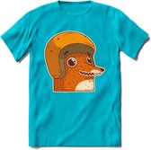 Safety fox T-Shirt Grappig | Dieren vos Kleding Kado Heren / Dames | Animal Skateboard Cadeau shirt - Blauw - XL