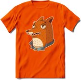 Casual vos T-Shirt Grappig | Dieren fox Kleding Kado Heren / Dames | Animal Skateboard Cadeau shirt - Oranje - 3XL