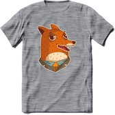 zwoele vos T-Shirt Grappig | Dieren Kleding Kado Heren / Dames | Animal Skateboard Cadeau shirt - Donker Grijs - Gemaleerd - XL