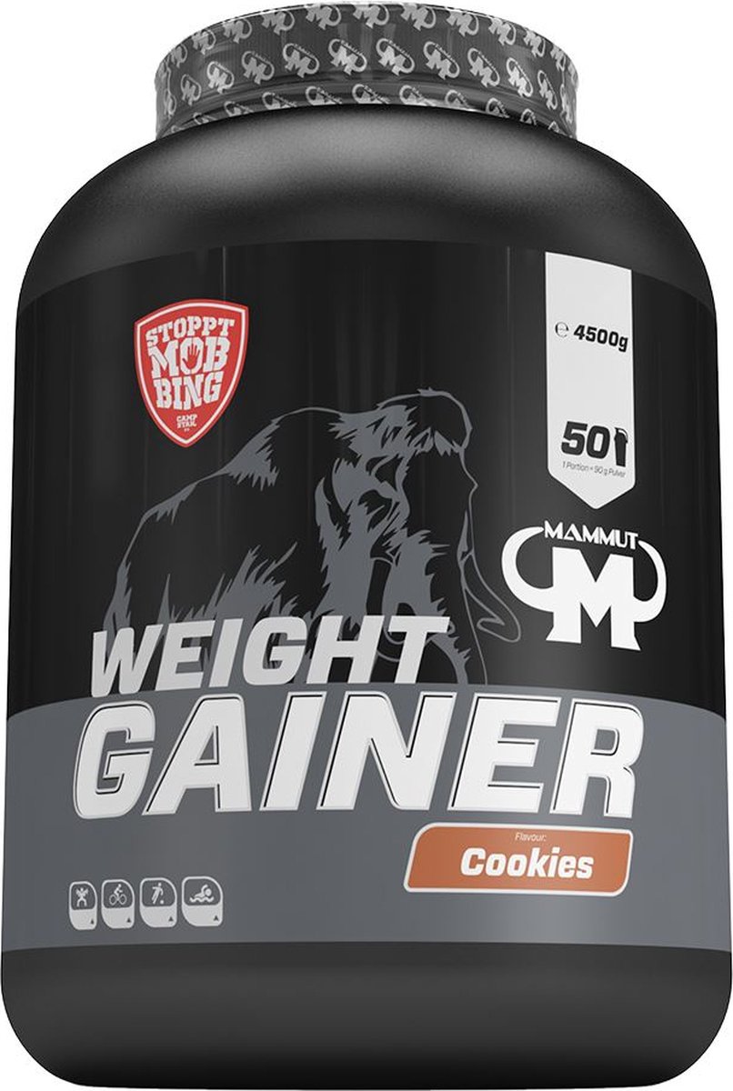 Mammut Weight Gainer Crash 5000 (4500g) Cookies - Gewichtstoename - Met Creatine