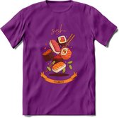 Sushi T-Shirt Grappig | Japans eten Kleding Kado Heren / Dames | Cadeau shirt - Paars - S