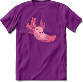 Schattig Axolotl T-Shirt Grappig | Dieren amfibieën Kleding Kado Heren / Dames | Animal Cadeau shirt - Paars - L