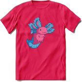 Schattig Axolotl T-Shirt Grappig | Dieren amfibieën Kleding Kado Heren / Dames | Animal Cadeau shirt - Roze - L