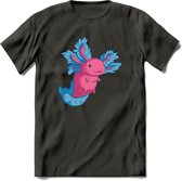 Schattig Axolotl T-Shirt Grappig | Dieren amfibieën Kleding Kado Heren / Dames | Animal Cadeau shirt - Donker Grijs - S