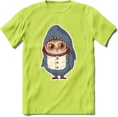 Casual haai uil T-Shirt Grappig | Dieren vissen uilen Kleding Kado Heren / Dames | Animal Skateboard Cadeau shirt - Groen - M