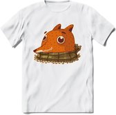 Casual vos T-Shirt Grappig | Dieren honden Kleding Kado Heren / Dames | Animal Skateboard Cadeau shirt - Wit - 3XL