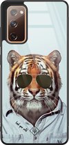 Casimoda® hoesje - Geschikt voor Samsung Galaxy S20 FE - Tijger Wild - Luxe Hard Case Zwart - Backcover telefoonhoesje - Blauw