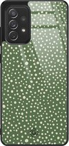 Samsung A52 hoesje glass - Green dots | Samsung Galaxy A52 5G case | Hardcase backcover zwart