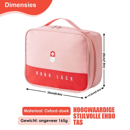 Premiers secours Good Luck - Trousse de Premiers secours soins - Trousse de toilette - Rose - Imperméable - Multifonctionnel - Portable