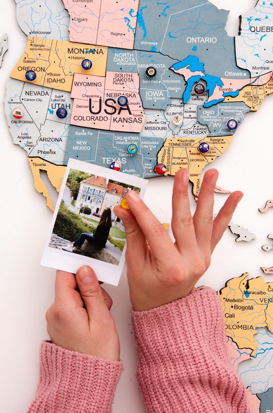 Wereldkaart en bois 3D - Festival - XL (200 x120 cm)