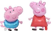 Peppa pig helium ballonnen - 2 stuks - Folie ballonnen - Peppa pig ballonnen - Set van 2 - Folie ballonnen - Peppa pig - Pig George - 74x49 cm - 50x39cm - Helium - Versiering - Thema feest - 