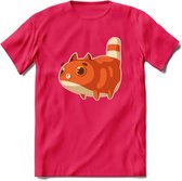 Jagende kat T-Shirt Grappig | Dieren katten Kleding Kado Heren / Dames | Animal Skateboard Cadeau shirt - Roze - XXL