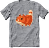 Jagende kat T-Shirt Grappig | Dieren katten Kleding Kado Heren / Dames | Animal Skateboard Cadeau shirt - Donker Grijs - Gemaleerd - M