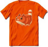 Jagende kat T-Shirt Grappig | Dieren katten Kleding Kado Heren / Dames | Animal Skateboard Cadeau shirt - Oranje - S