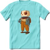 Casual skelet T-Shirt Grappig | Dieren halloween Kleding Kado Heren / Dames | Animal Skateboard Cadeau shirt - Licht Blauw - L