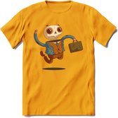 Casual skelet T-Shirt Grappig | Dieren halloween Kleding Kado Heren / Dames | Animal Skateboard Cadeau shirt - Geel - M