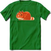 Schattige kat klaar voor aanval T-Shirt Grappig | Dieren katten Kleding Kado Heren / Dames | Animal Skateboard Cadeau shirt - Donker Groen - S
