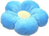 Poppi Bloemenkussen - Relax Kussen voor Kinderen - Funkussen - Zitkussen - Sierkussen - Bloem - Zacht en Comfortabel - Blauw - 50 cm