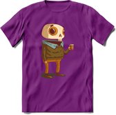 Casual skelet T-Shirt Grappig | Dieren halloween Kleding Kado Heren / Dames | Animal Skateboard Cadeau shirt - Paars - L