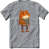 Casual kat T-Shirt Grappig | Dieren katten Kleding Kado Heren / Dames | Animal Skateboard Cadeau shirt - Donker Grijs - Gemaleerd - XL