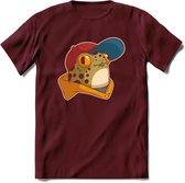 Hippe Kikker T-Shirt Grappig | Dieren reptielen Kleding Kado Heren / Dames | Animal Skateboard Cadeau shirt - Burgundy - XL