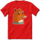 Lachende vos T-Shirt Grappig | Dieren honden Kleding Kado Heren / Dames | Animal Skateboard Cadeau shirt - Rood - S