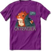 Graaf catracula T-Shirt Grappig | Dieren katten halloween Kleding Kado Heren / Dames | Animal Skateboard Cadeau shirt - Paars - S