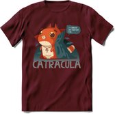 Graaf catracula T-Shirt Grappig | Dieren katten halloween Kleding Kado Heren / Dames | Animal Skateboard Cadeau shirt - Burgundy - XL