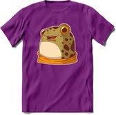 Blije kikker T-Shirt Grappig | Dieren reptielen Kleding Kado Heren / Dames | Animal Skateboard Cadeau shirt - Paars - XL