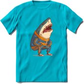 Casual haai T-Shirt Grappig | Dieren vissen Kleding Kado Heren / Dames | Animal Skateboard Cadeau shirt - Blauw - L