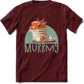 Kat murrmy T-Shirt Grappig | Dieren katten halloween Kleding Kado Heren / Dames | Animal Skateboard Cadeau shirt - Burgundy - XL