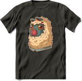 Casual lama T-Shirt Grappig | Dieren alpaca Kleding Kado Heren / Dames | Animal Skateboard Cadeau shirt - Donker Grijs - XXL