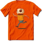 Casual skelet T-Shirt Grappig | Dieren halloween Kleding Kado Heren / Dames | Animal Skateboard Cadeau shirt - Oranje - S