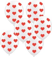 Ballonnen met hartjes rood 6 stuks 30 cm | Valentijnsdag