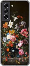 Geschikt voor Samsung Galaxy S21 FE hoesje - Vaas met bloemen - Jan Davidsz de Heem - Kunst - Siliconen Telefoonhoesje