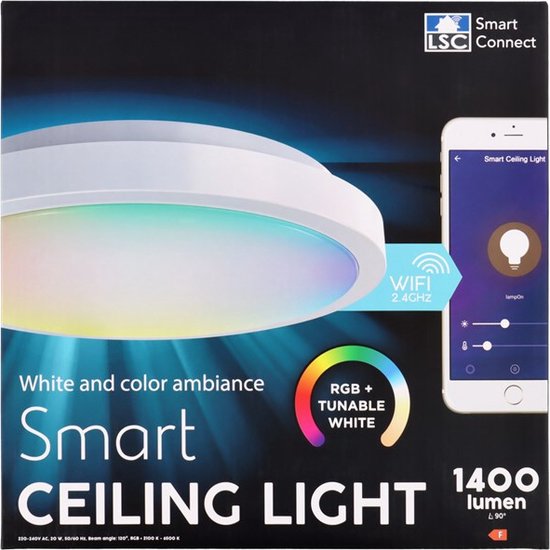 Smart Connect Smart Plafonnier - Plafonnier LED - Google Assisant - 1400  Lumen - 20 Watt | bol