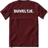 Duiveltje - Valentijn T-Shirt | Grappig Valentijnsdag Cadeautje voor Hem en Haar | Dames - Heren - Unisex | Kleding Cadeau | - Burgundy - L