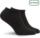 Hipperboo® 10 Paar Bamboe Sneakersokken - Maat 43-46 - Zwart - Heren Sokken - Enkelsokken Heren - Meerdere maten en kleuren - Korte sokken - Naadloos