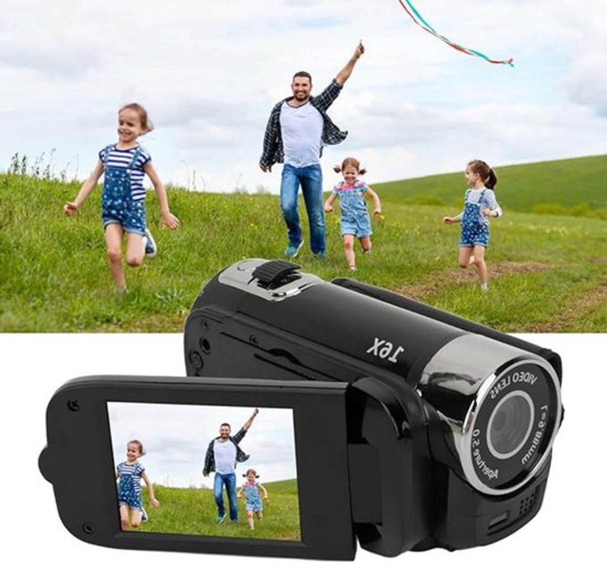Handheld camera - HD handheld camera - Cinema camera - Vlog camera - Camcorder - 16x optische zoom - Zwart - 32 GB