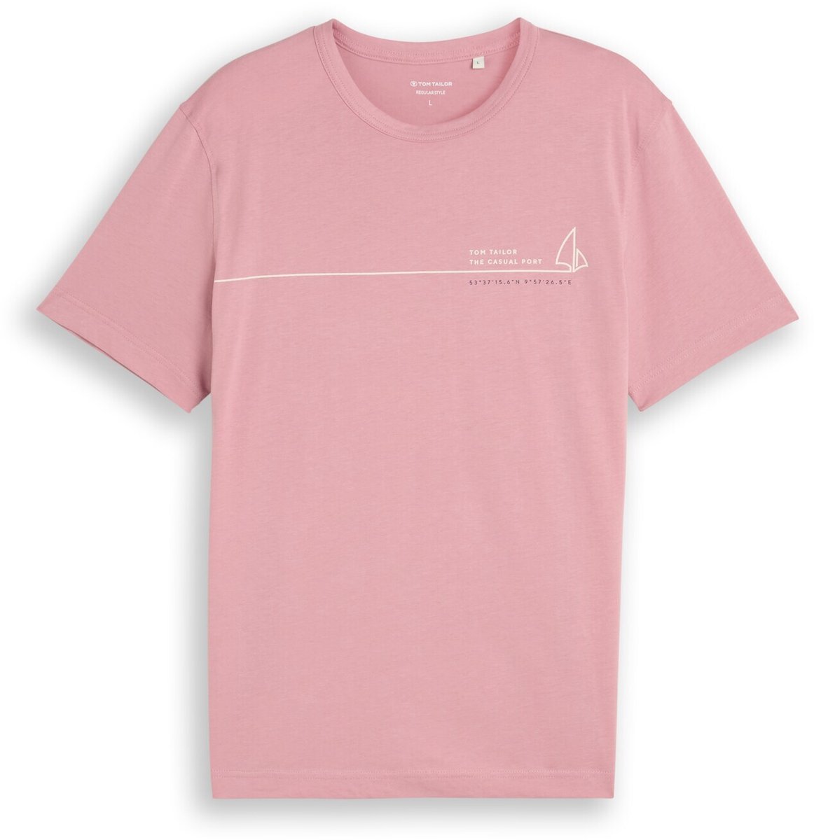 Tom Tailor - T-shirt met print - Maat XL - dusty rose