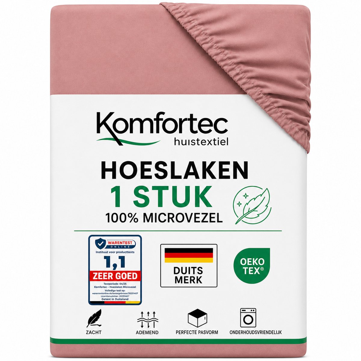 Komfortec Hoeslaken 200x200 cm - tot 30cm Matrashoogte - Rondom Elastiek - Roze
