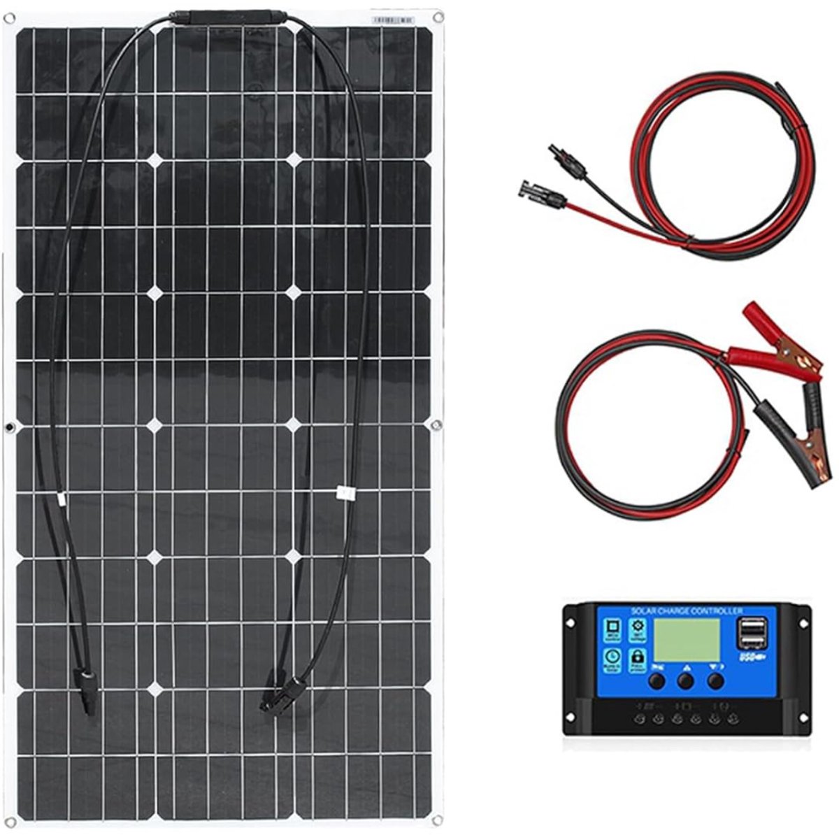CLVP® Zonnepanelen Compleet Pakket - Zonnepaneel met Stekker - Plat Dak -100 WATT