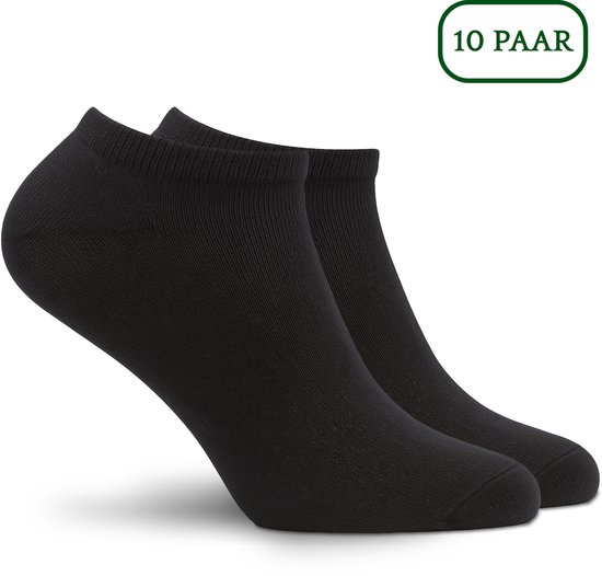 Twee zwarte enkelsokken, 10 paar.
