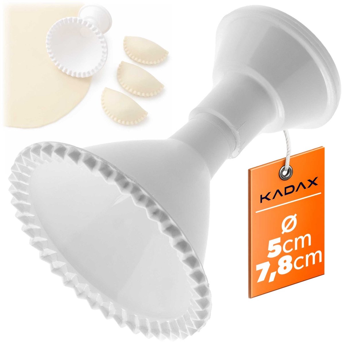 KADAX ravioli-uitsteker in 2 maten: Ø 5 cm en Ø 7,8 cm, vormpje voor gevulde deegzakjes met gekartelde rand, uitsteekvorm van kunststof voor piroggen, empanadas en gevulde deegzakjes
