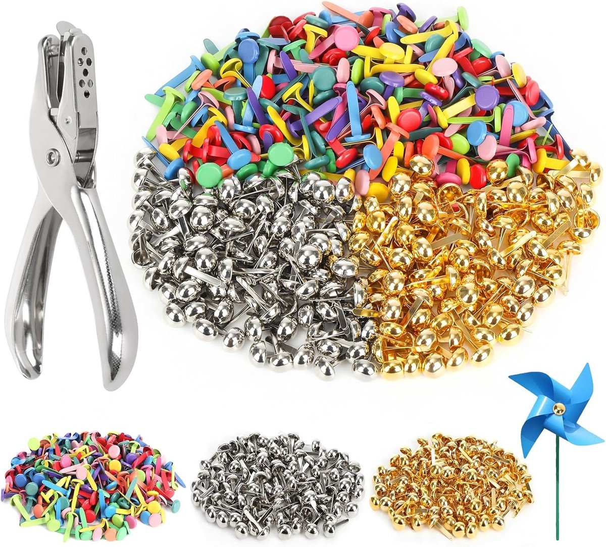400 kleurrijke patroonzakjes met gouden klemmen, 8 mm, herbruikbare briefklemmen voor school en kantoor, ideale papieren klemmen voor knutselen en organisatie