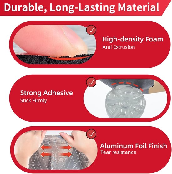 13-delige set 8mm geluidsisolatie matten van aluminium folie voor auto - Zelfklevende isolatiematten - Geluidsdemping en warmte-isolatie (1,68 m²) — afbeelding 4