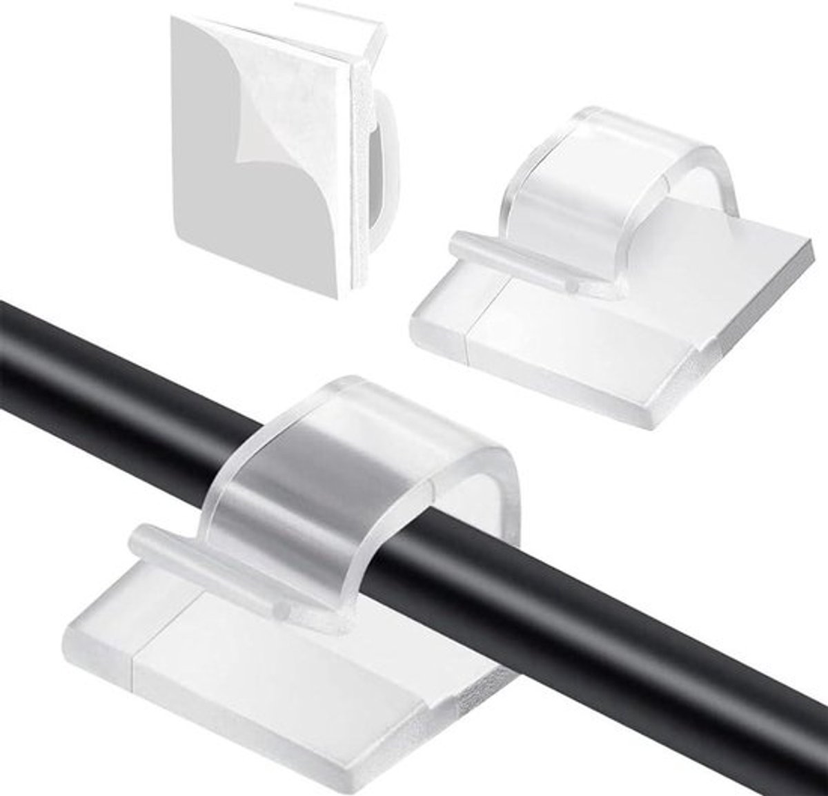 Kabelclips - Draadorganisatoren - Sterke grip - Transparant - Kabelbeheer voor thuis en op kantoor - TV HDMI USB - Zelfklevende 100 stuks - Geschikt voor wandtafels