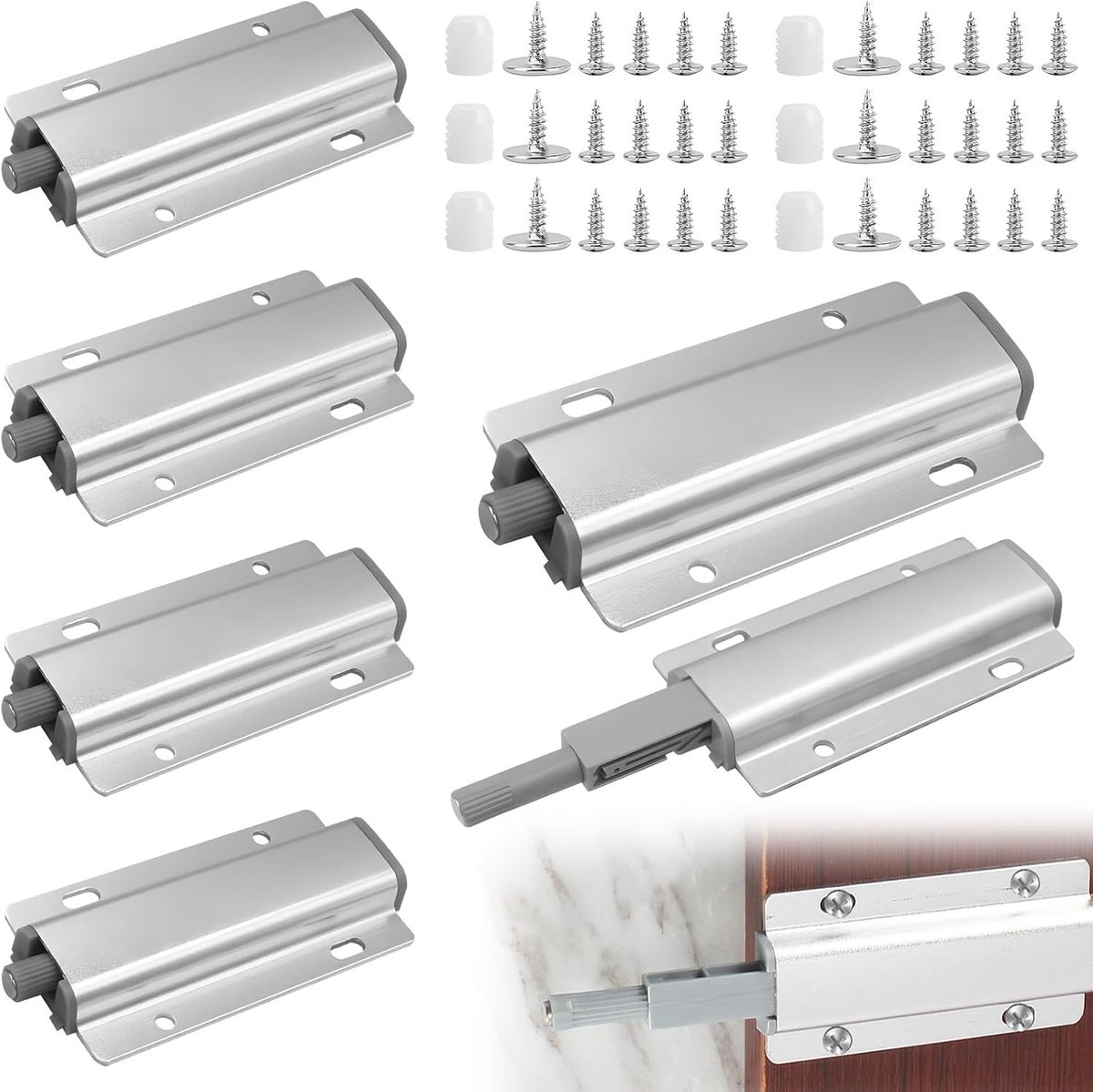 Set van 6 Magnetische Deuropeners met 24 Schroeven voor Makkelijk Openen van Deuren, Meubels en Lades