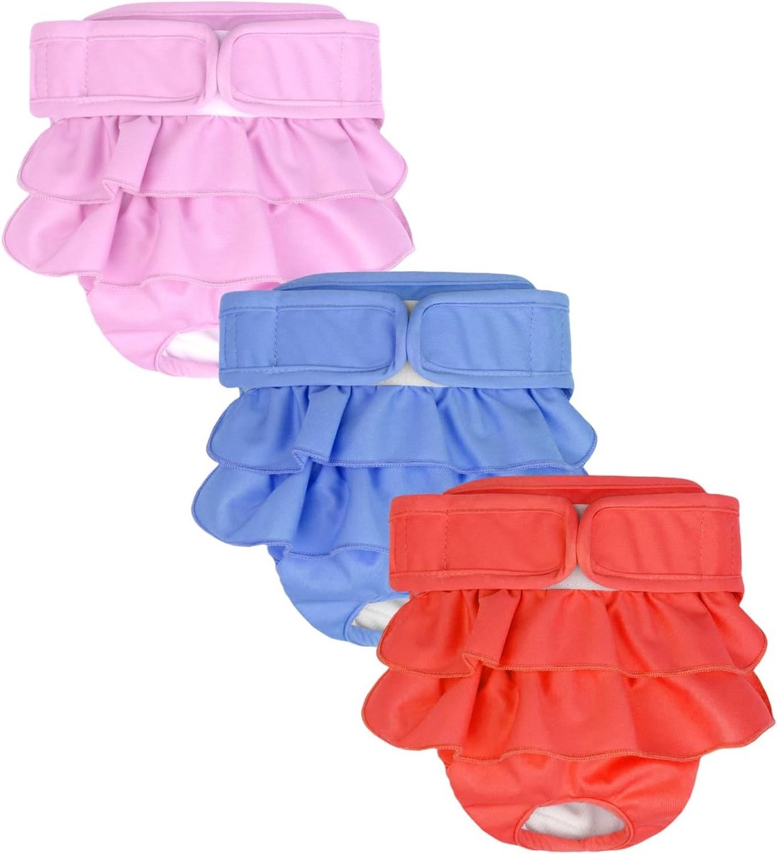 Herbruikbare hondenluiers, wasbare hondenonderbroeken voor incontinente honden, comfortabel en ademend in blauw, roze en rood